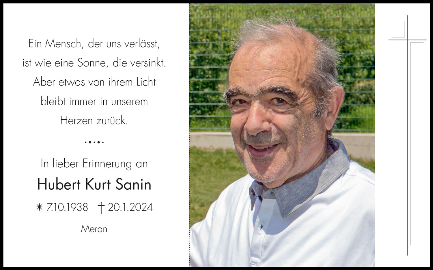 Sterbebild: Hubert Kurt Sanin