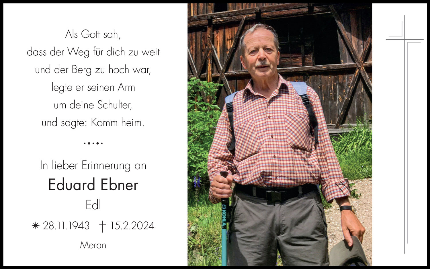 Eduard Ebner (Edl), Meran Bestattungsdienst Schwienbacher A. Meran