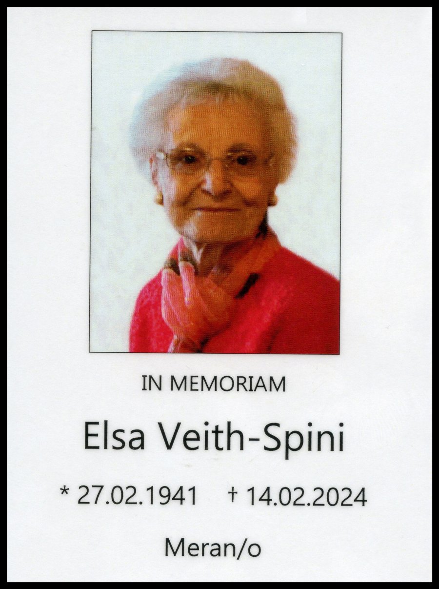 Sterbebild: Elsa Wwe. Spini geb. Veith