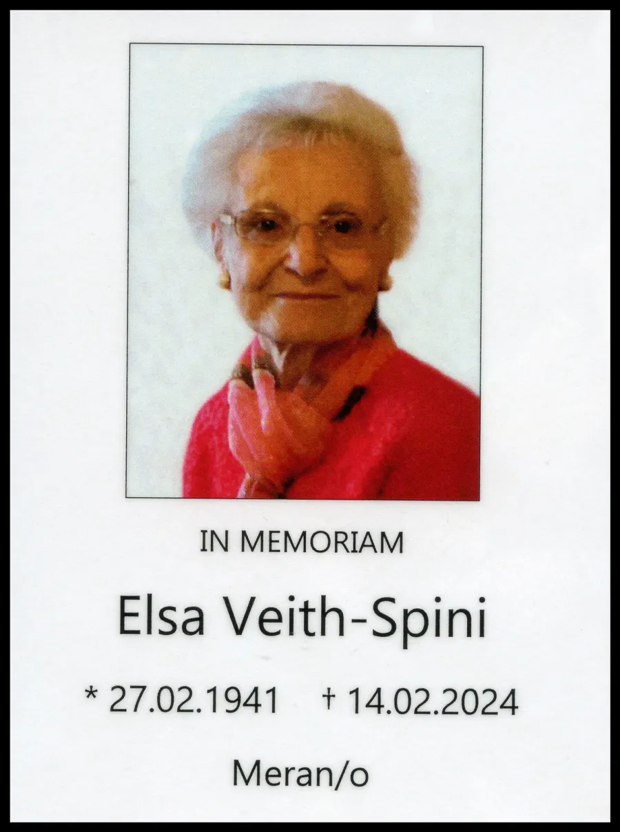 Sterbebild: Elsa Wwe. Spini geb. Veith