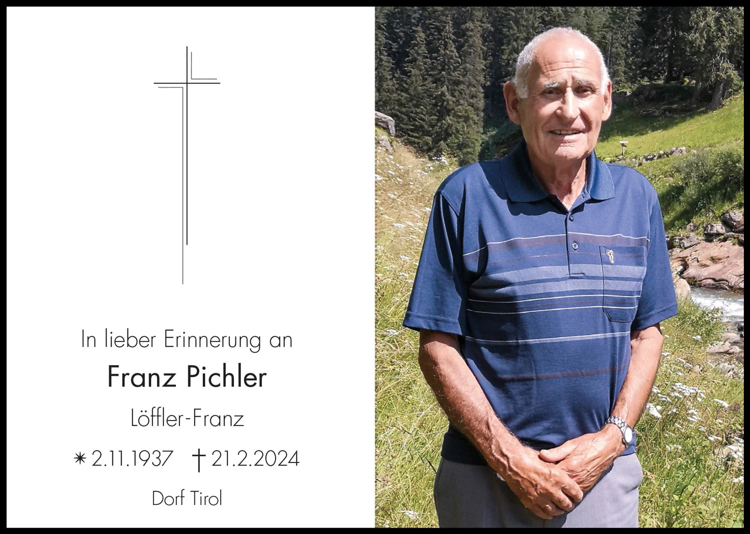 Sterbebild: Franz Pichler