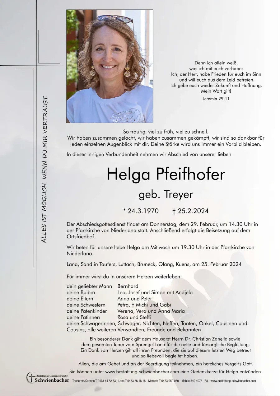 Parte: Helga Pfeifhofer geb. Treyer
