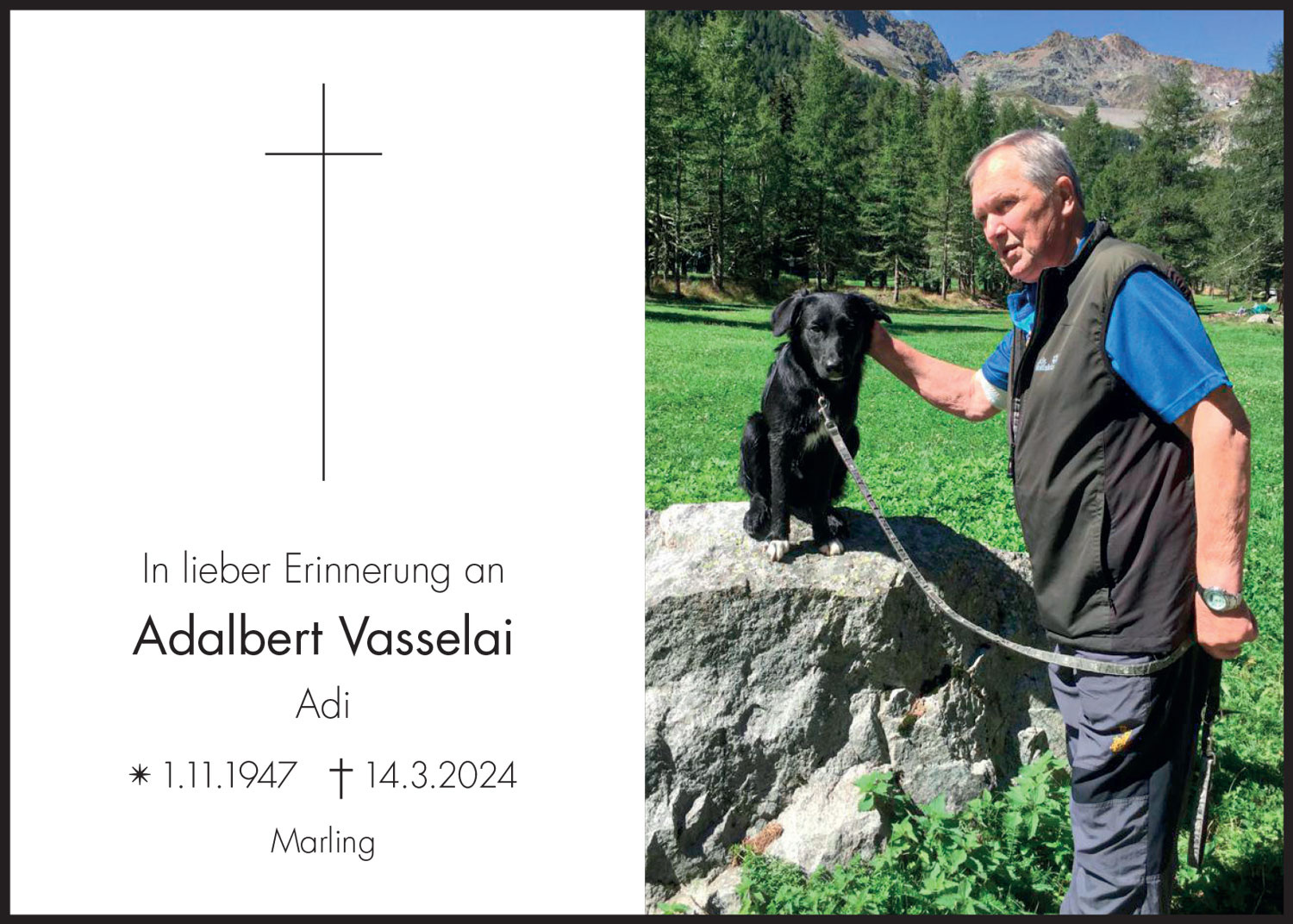 Sterbebild: Adalbert Vasselai