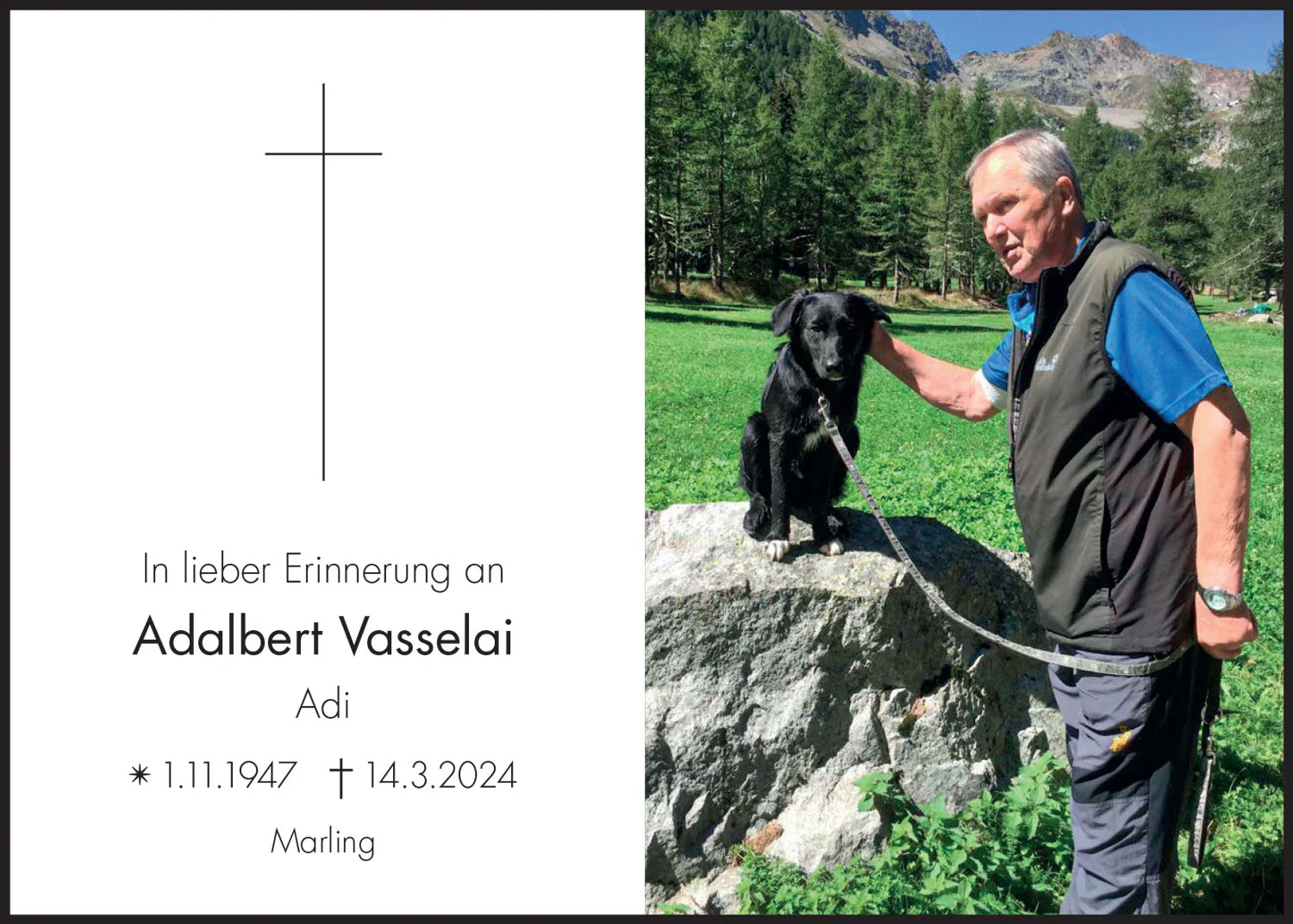 Sterbebild: Adalbert Vasselai