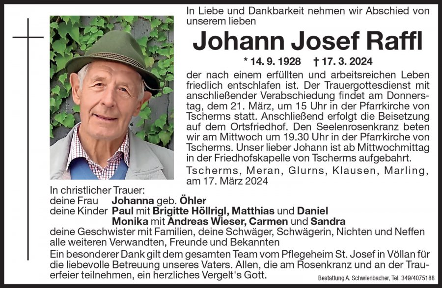 Medien: Johann Josef Raffl