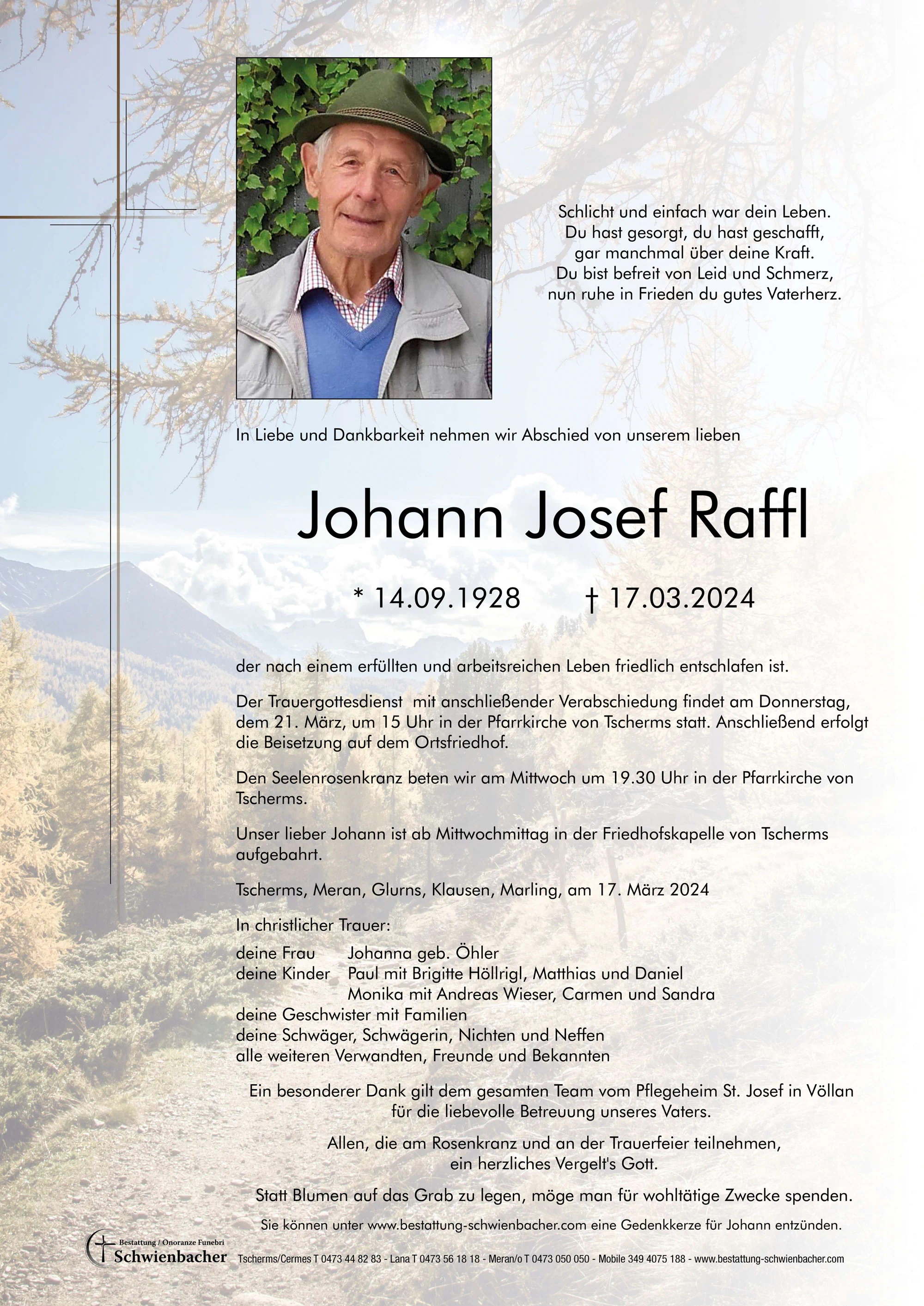Parte: Johann Josef Raffl 
