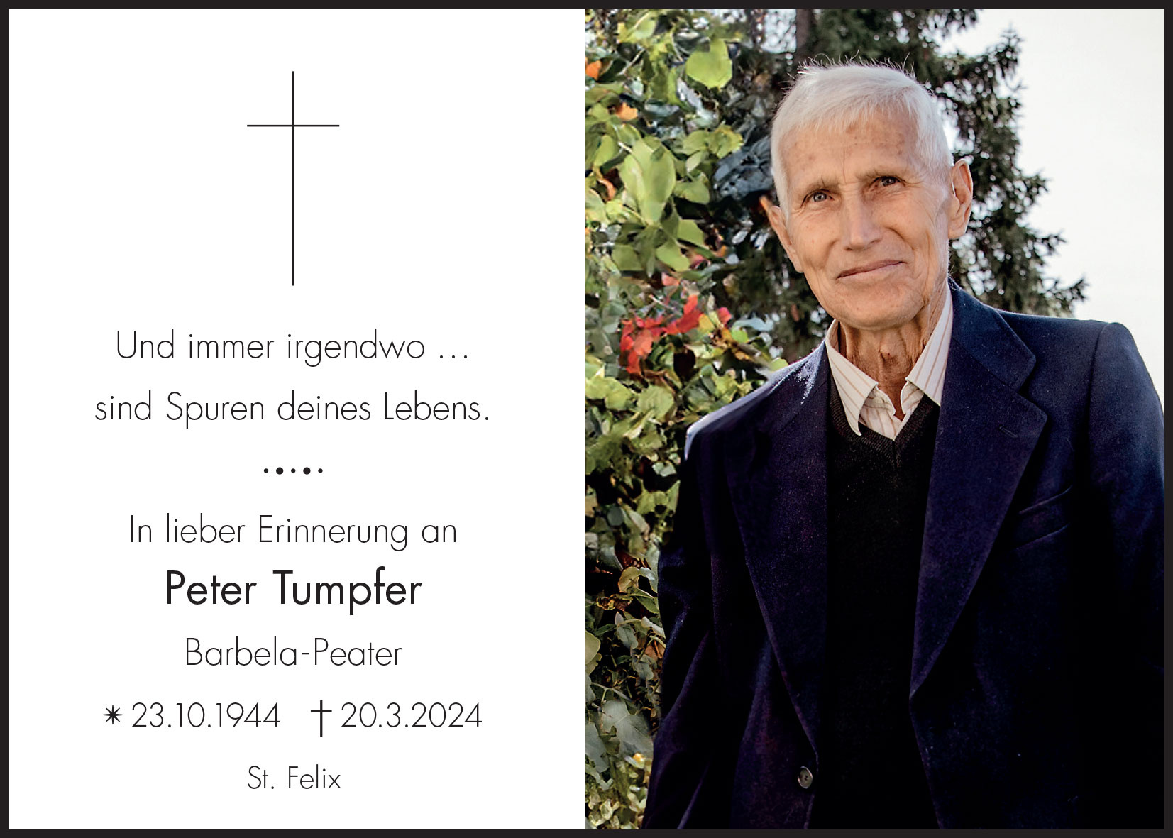 Sterbebild: Peter Tumpfer