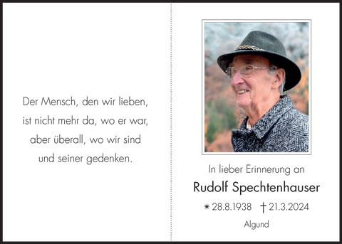 Sterbebild: Rudolf Spechtenhauser