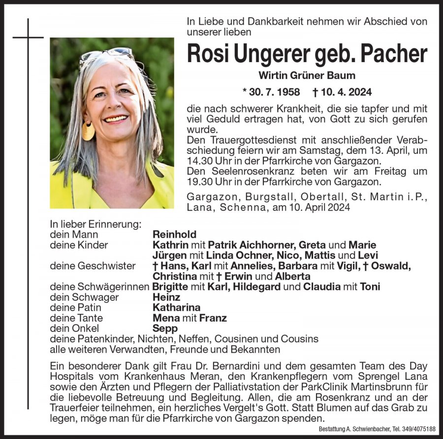 Medien: Rosi Ungerer geb. Pacher