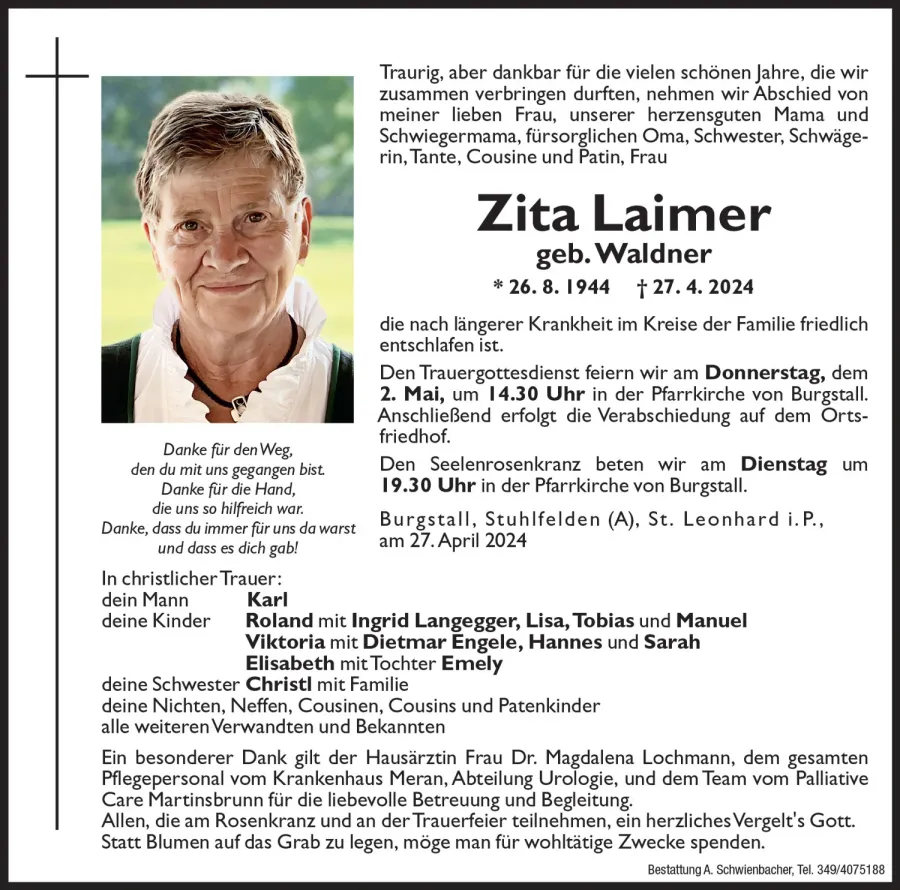 Medien: Zita Laimer geb. Waldner