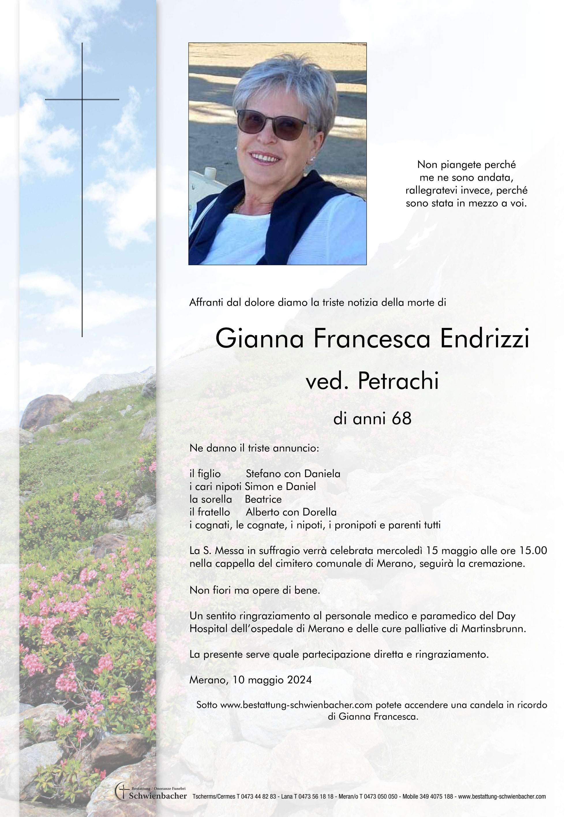 Parte: Gianna Francesca ved. Petrachi nata Endrizzi 