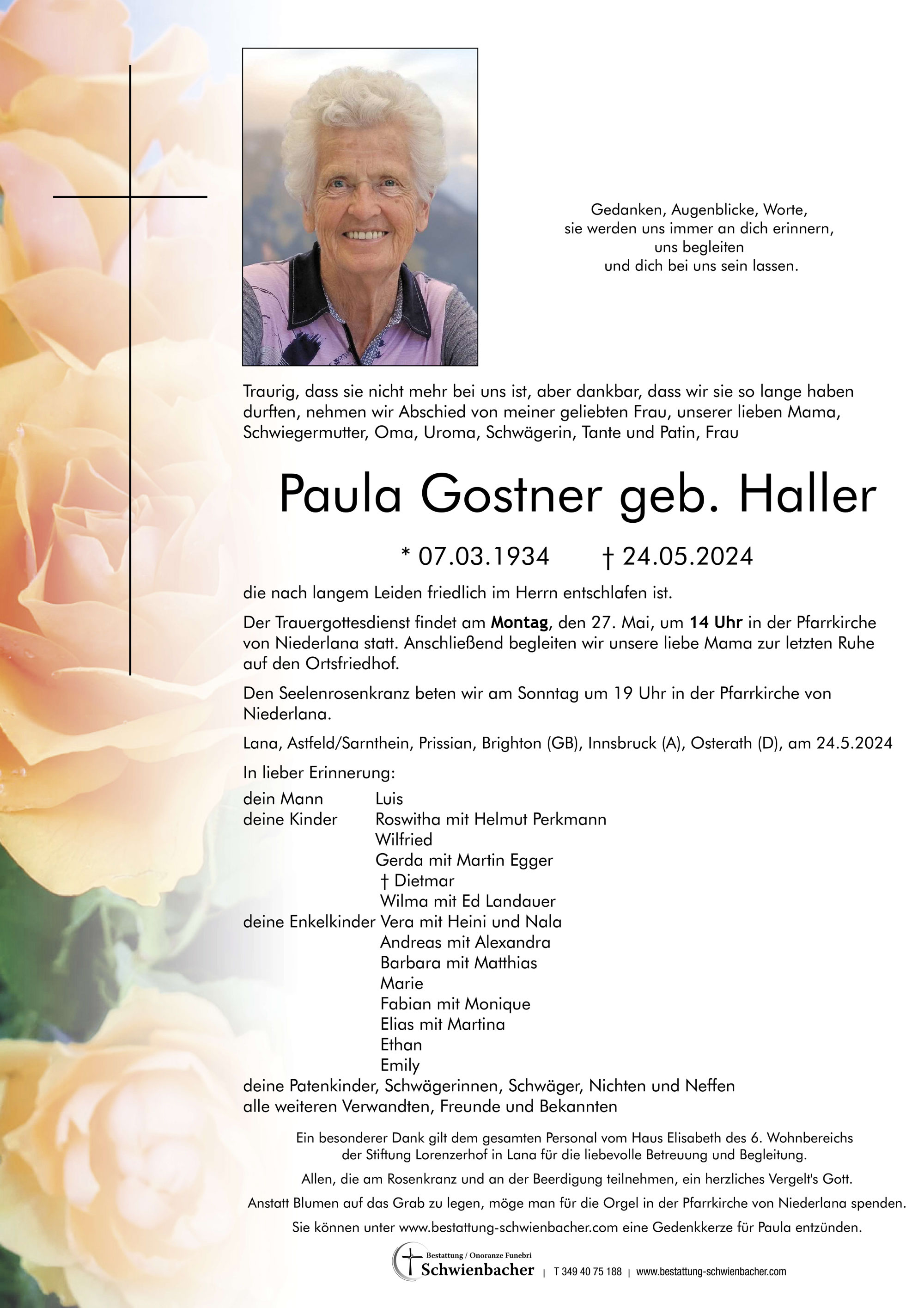 Parte: Paula Gostner geb. Haller 