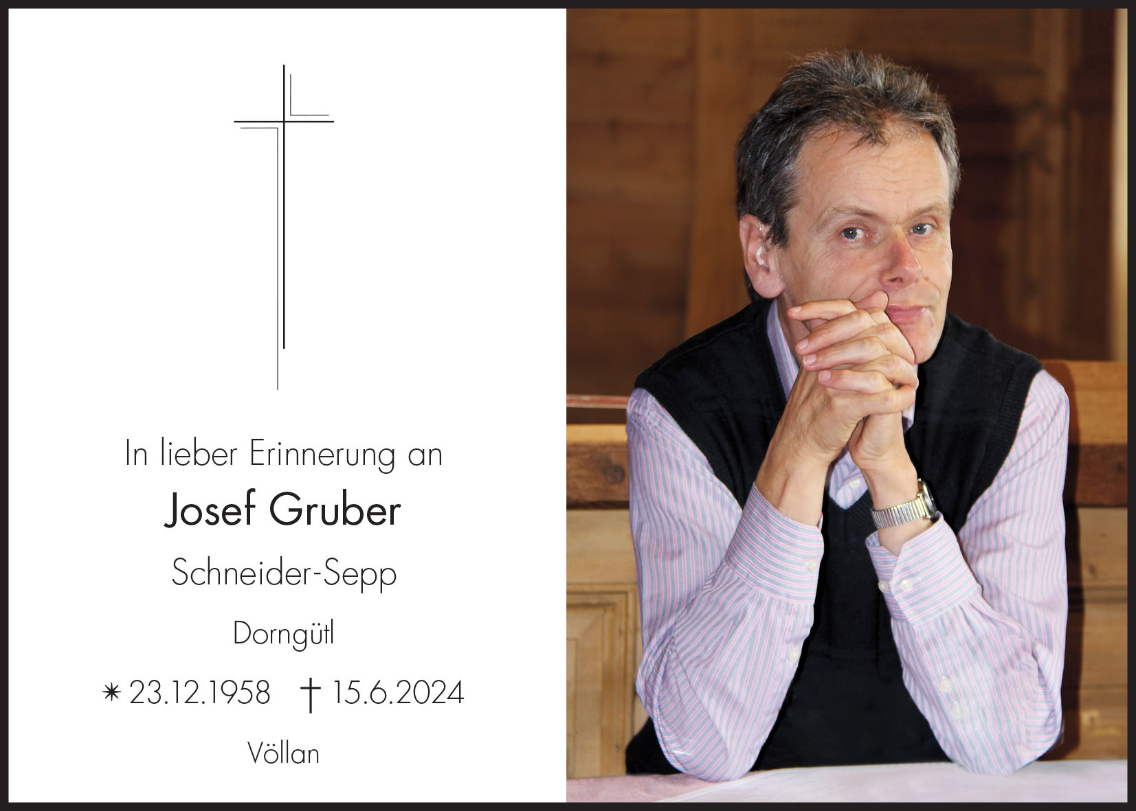 Sterbebild: Josef Gruber