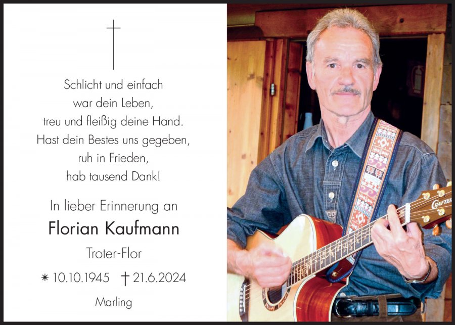 Sterbebild: Florian Kaufmann