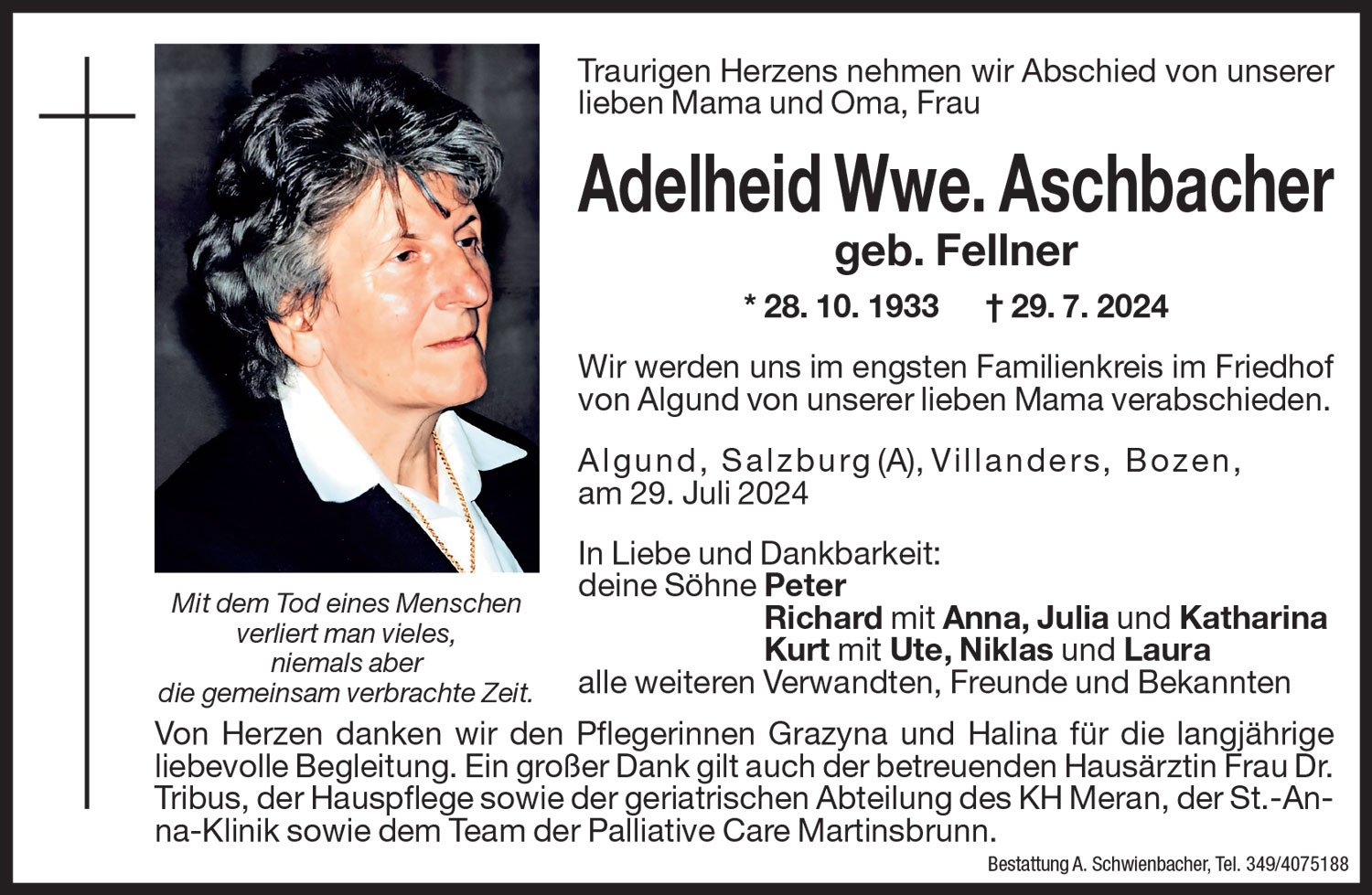 Medien: Adelheid Wwe. Aschbacher geb. Fellner