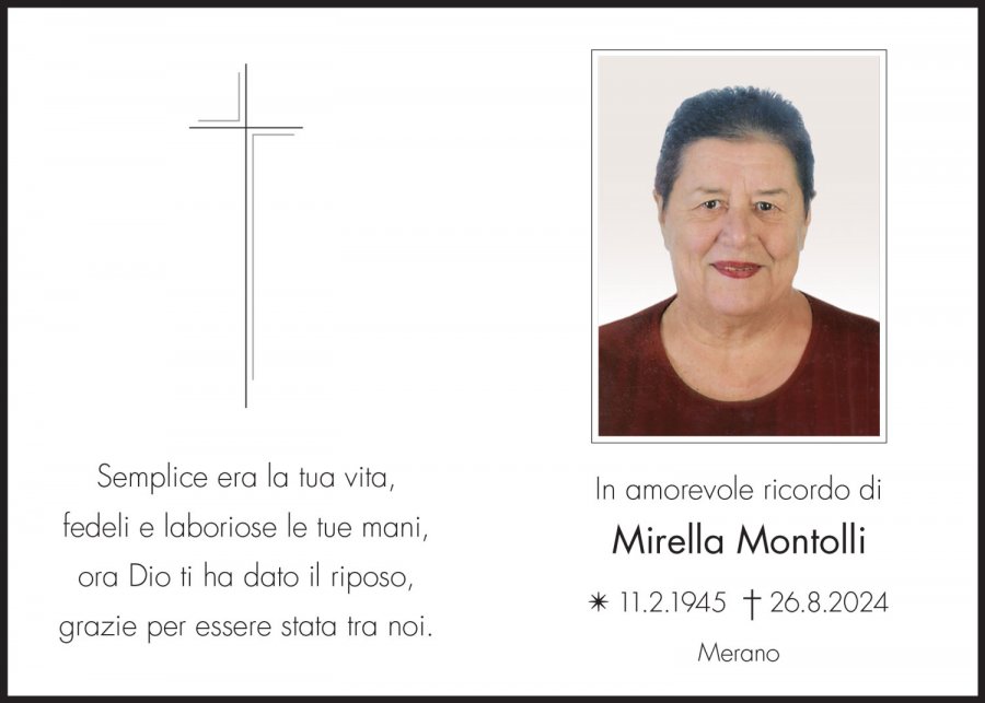 Sterbebild: Mirella Montolli ved. Lecca