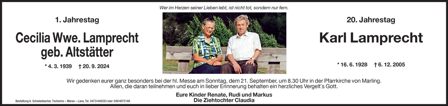 Jahrtag: Cecilia Wwe. Lamprecht geb. Altstätter