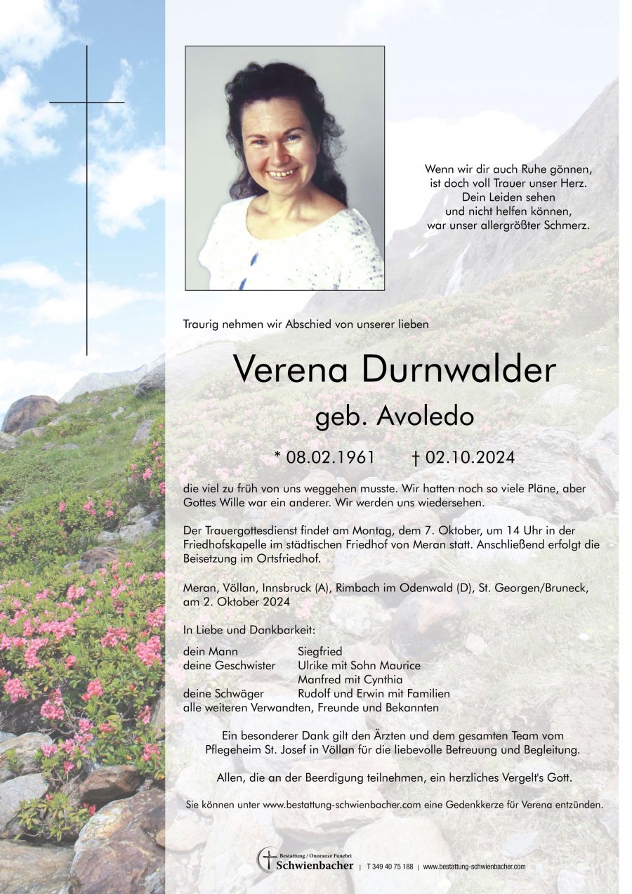 Parte: Verena Durnwalder geb. Avoledo