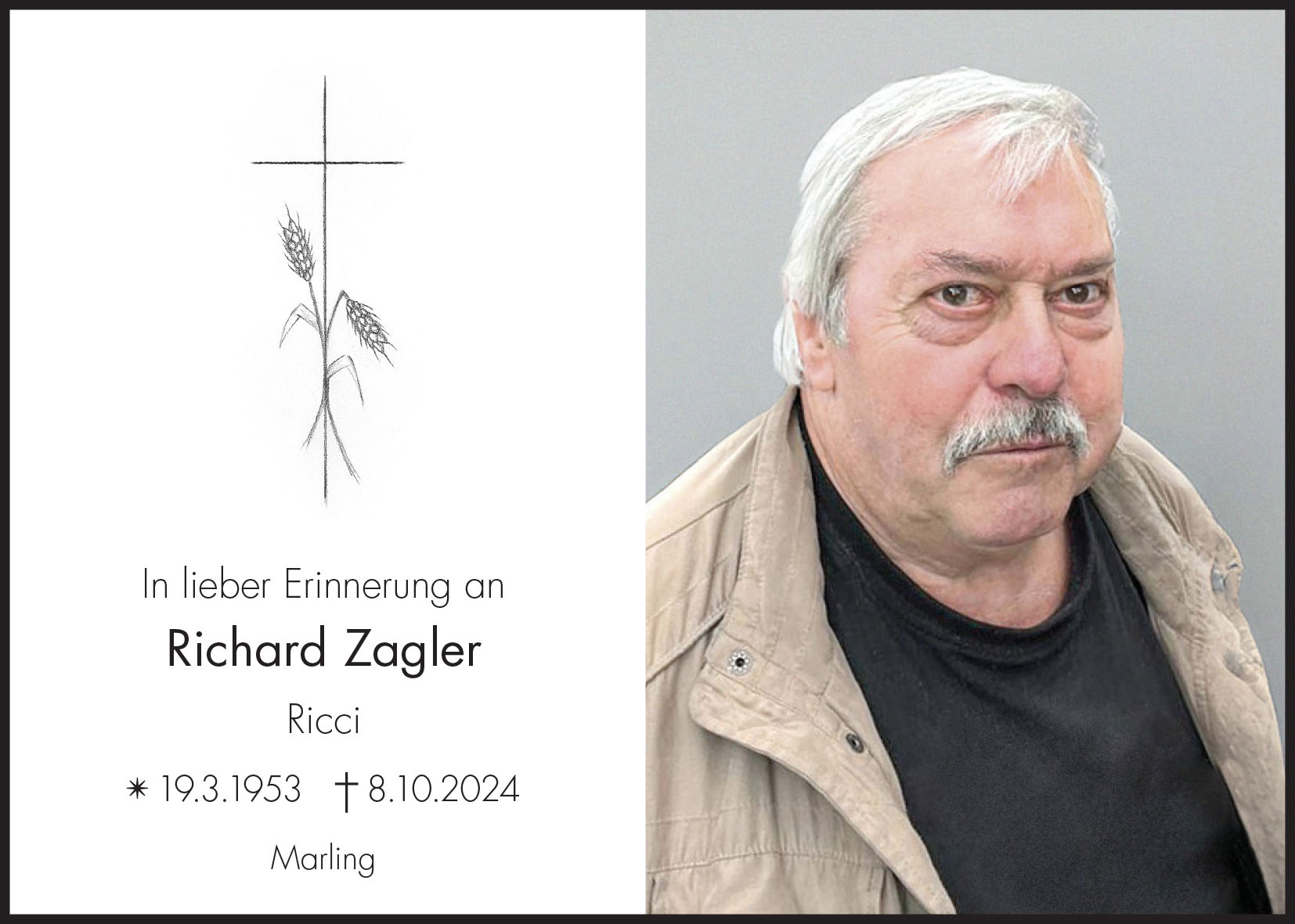 Sterbebild: Richard Zagler