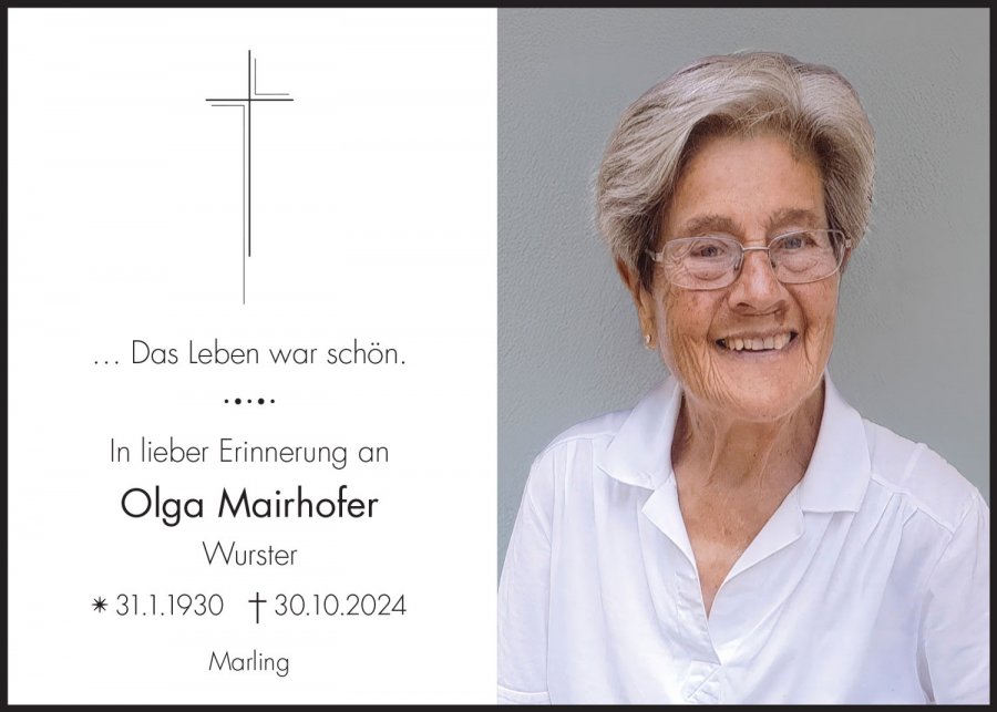 Sterbebild: Olga Mairhofer