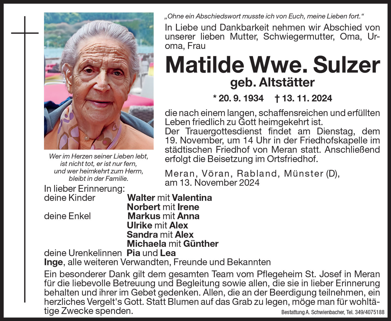 Medien: Matilde Wwe. Sulzer Altstätter