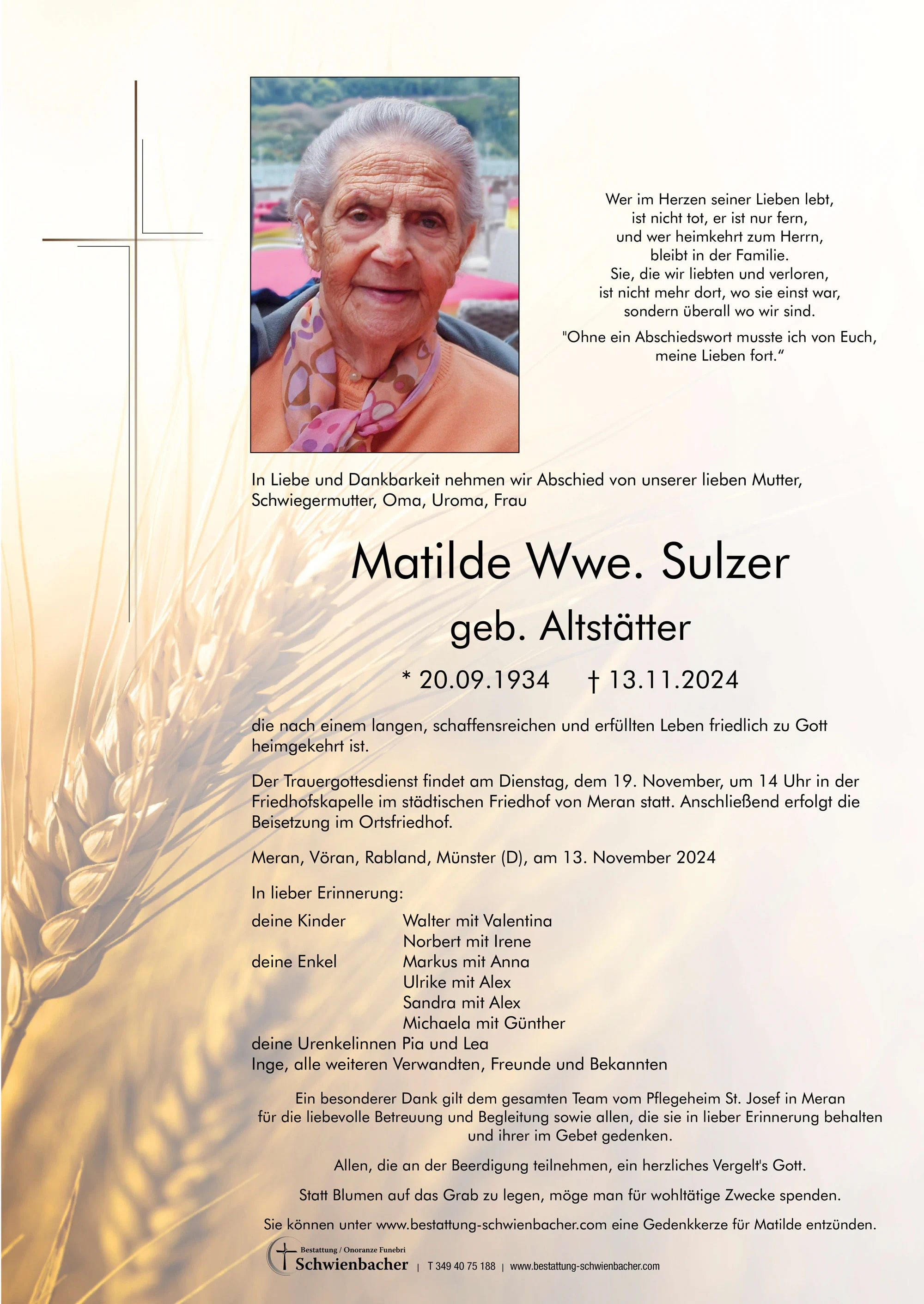Parte: Matilde Wwe. Sulzer Altstätter 
