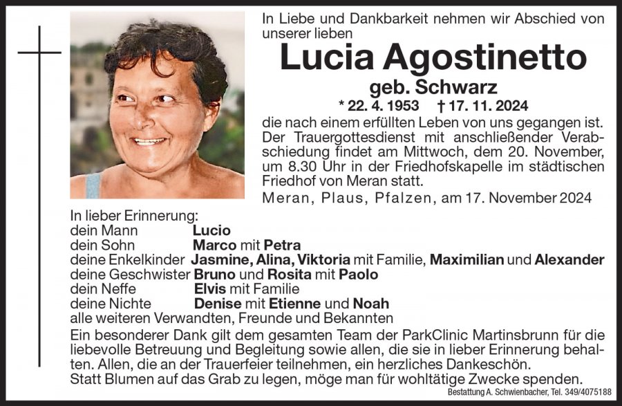Medien: Lucia Agostinetto geb. Schwarz