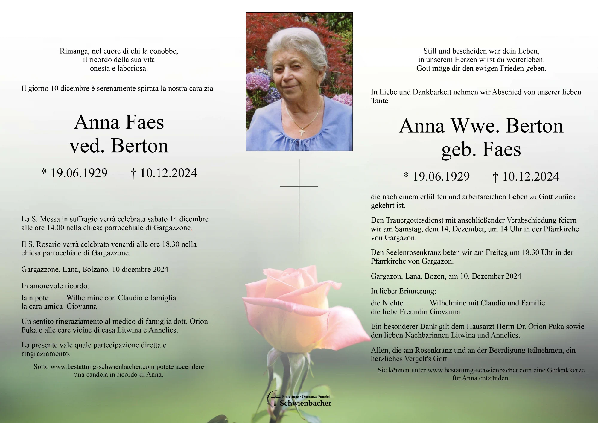 Parte: Anna Wwe. Berton geb. Faes 
