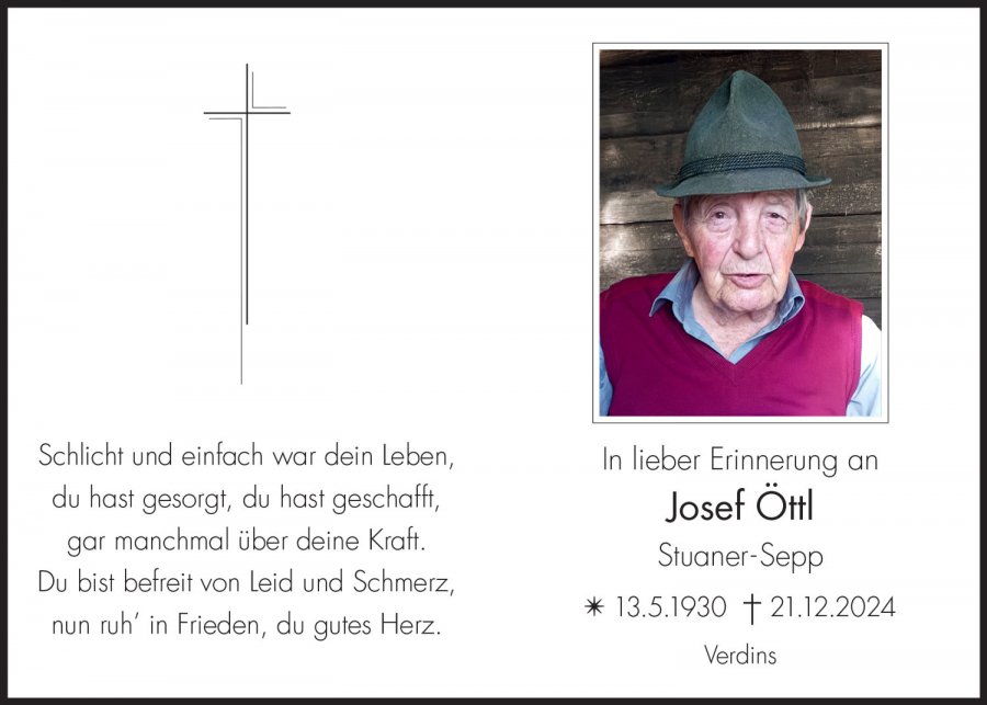 Sterbebild: Josef Öttl