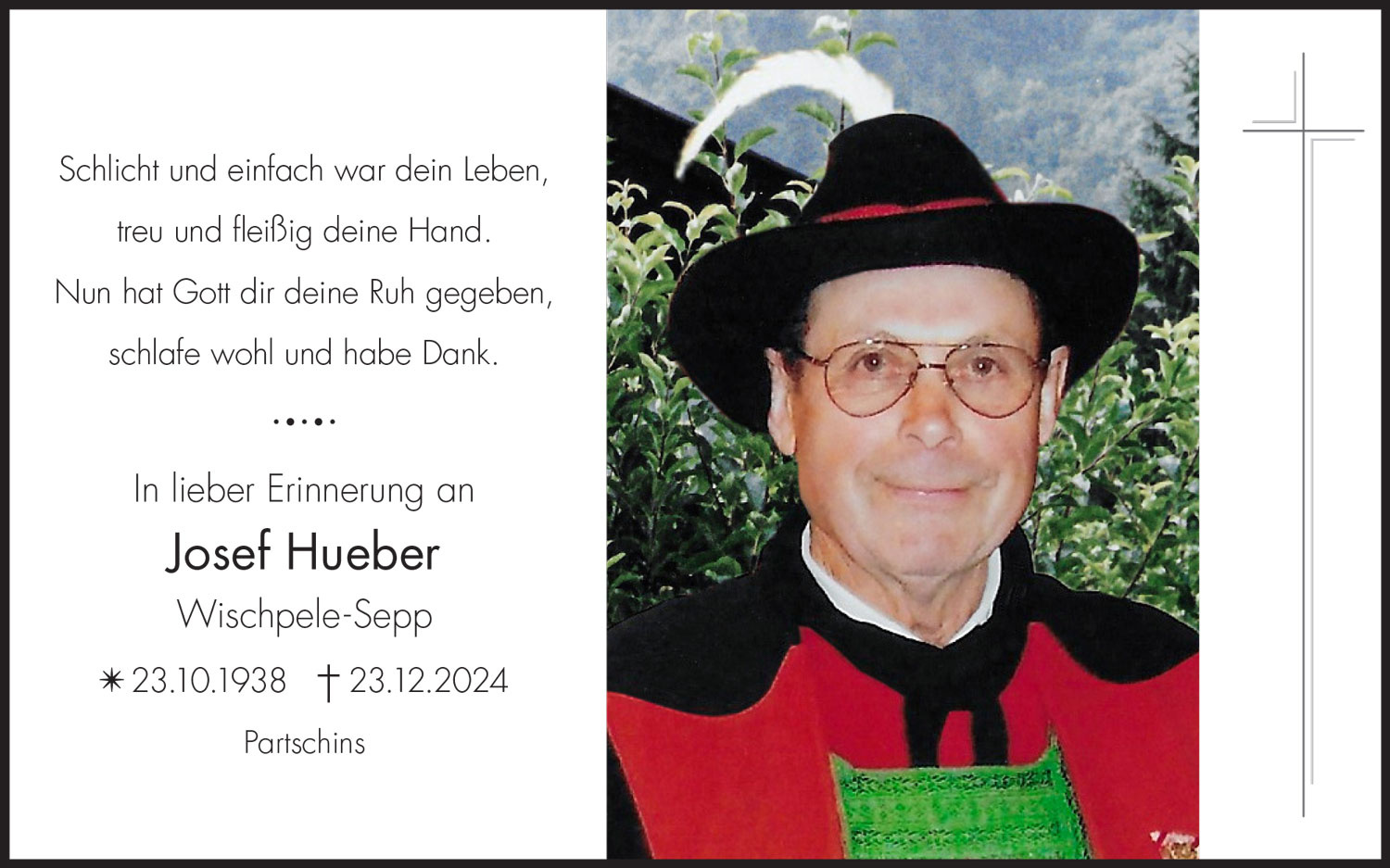 Sterbebild: Josef Hueber