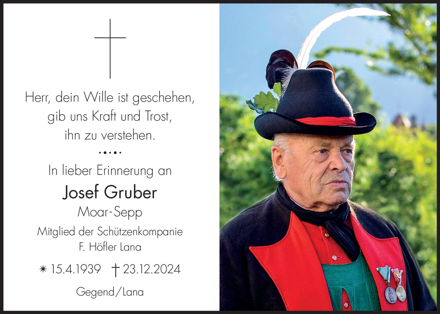 Sterbebild: Josef Gruber