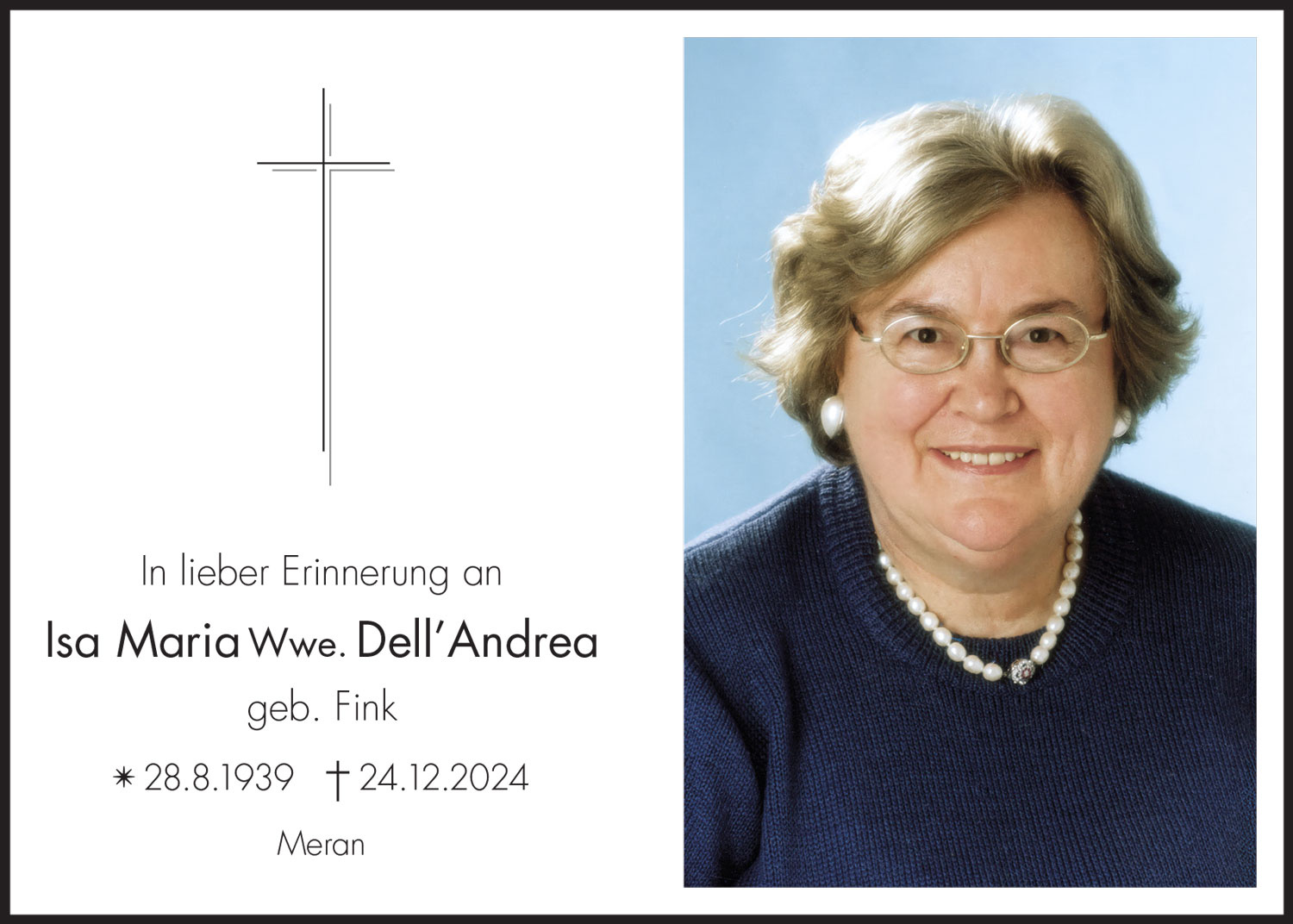 Sterbebild: Isa Maria Dell'Andrea geb. Fink