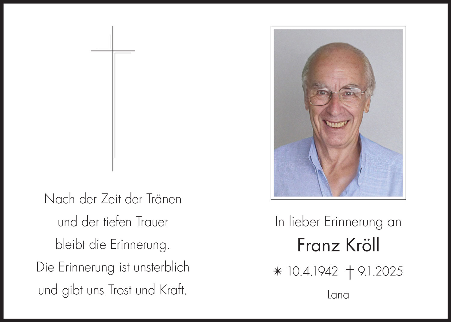 Sterbebild: Franz Kröll