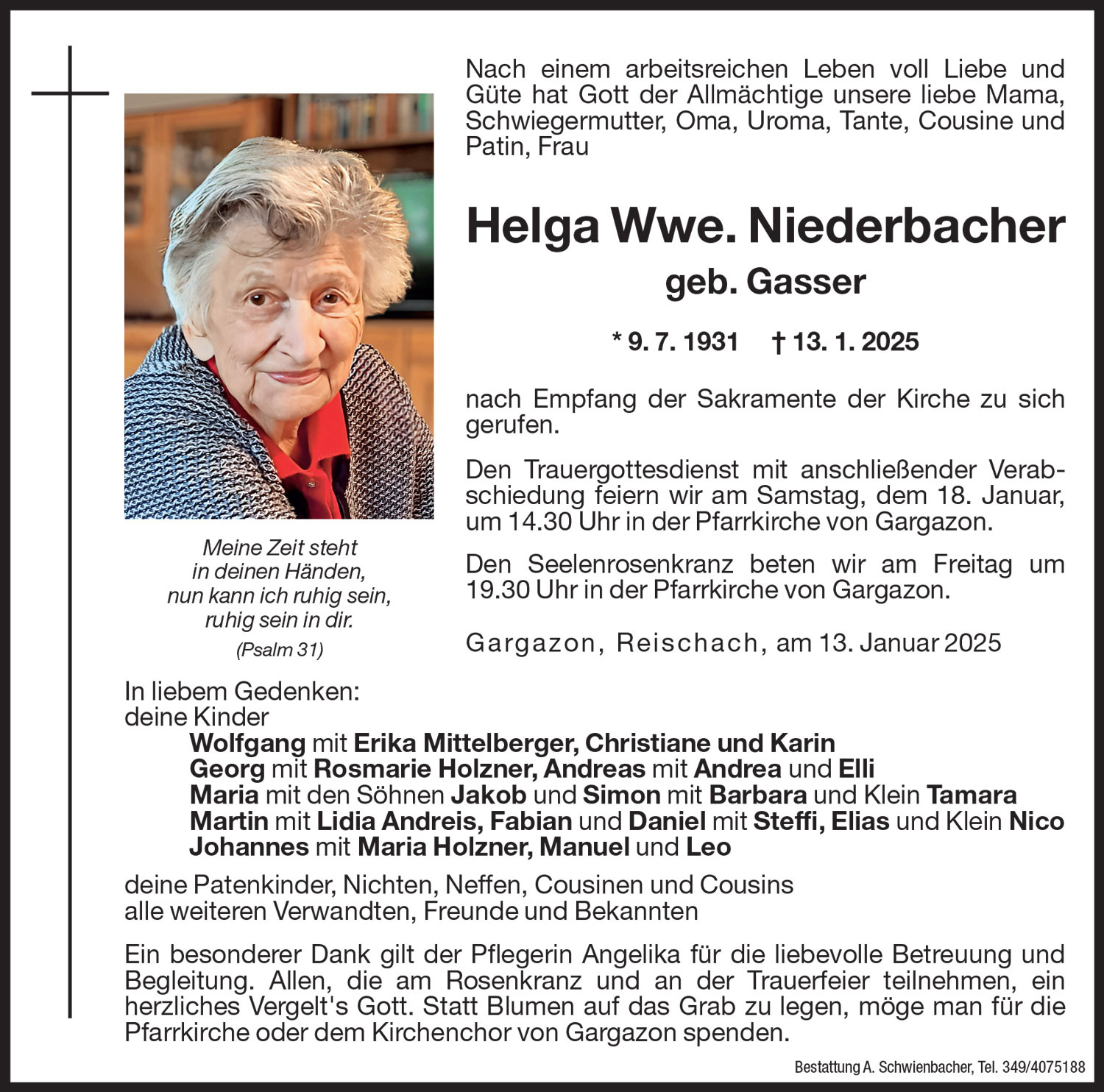 Medien: Helga Wwe. Niederbacher geb. Gasser