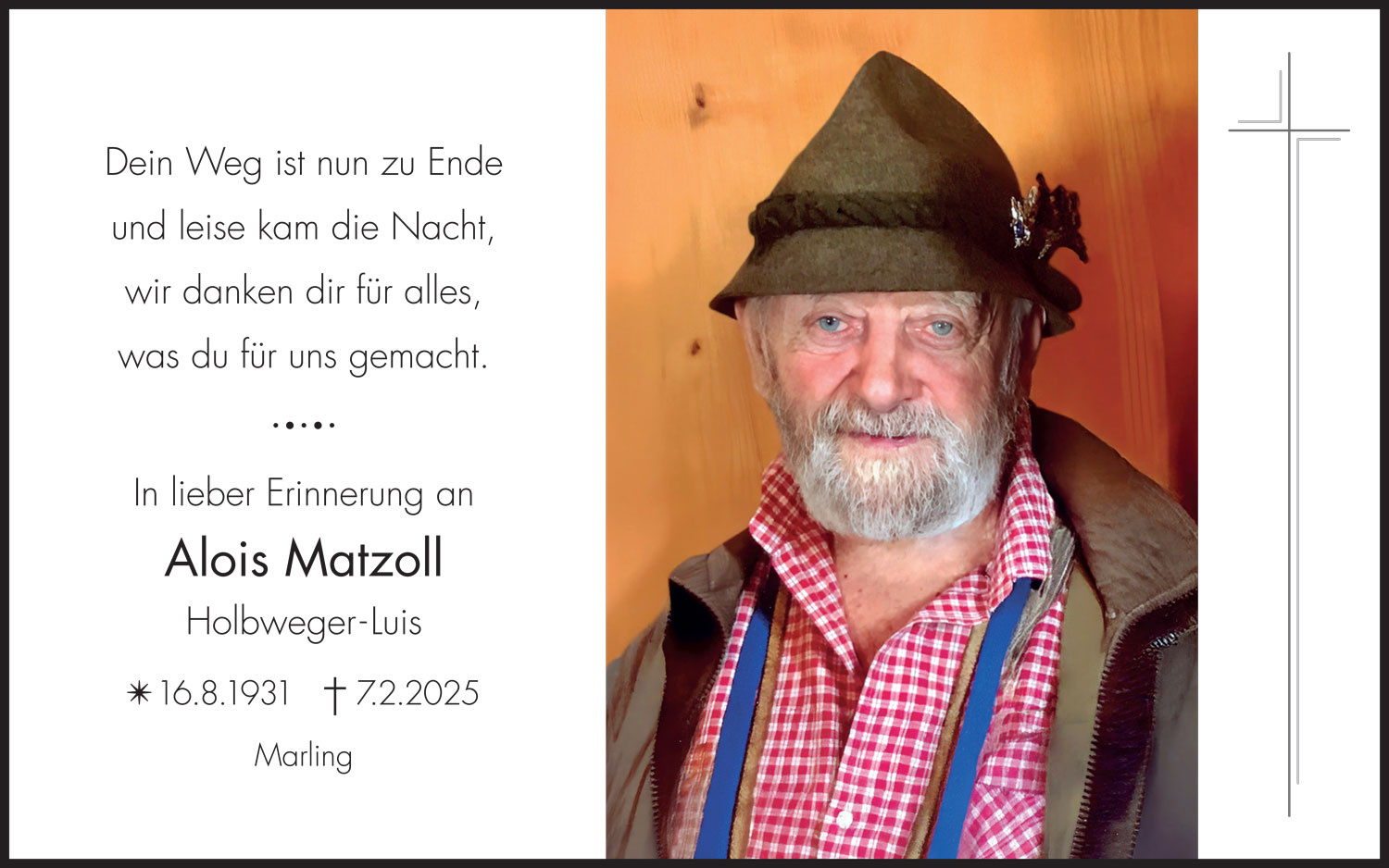 Sterbebild: Alois Matzoll
