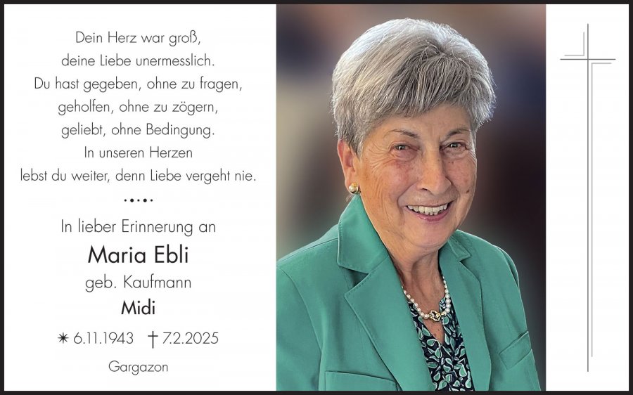 Sterbebild: Maria Ebli geb. Kaufmann