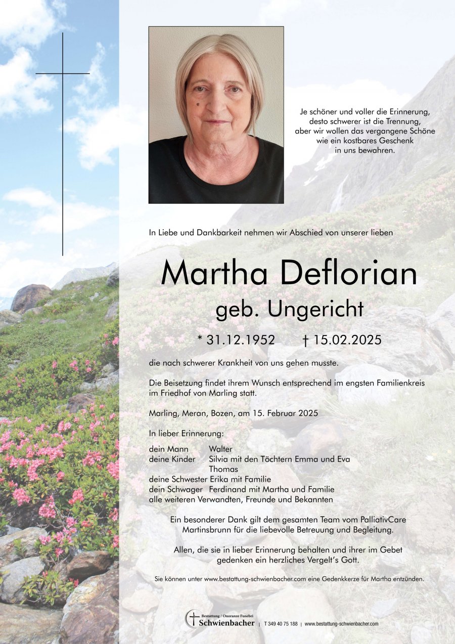 Parte: Martha Deflorian geb. Ungericht