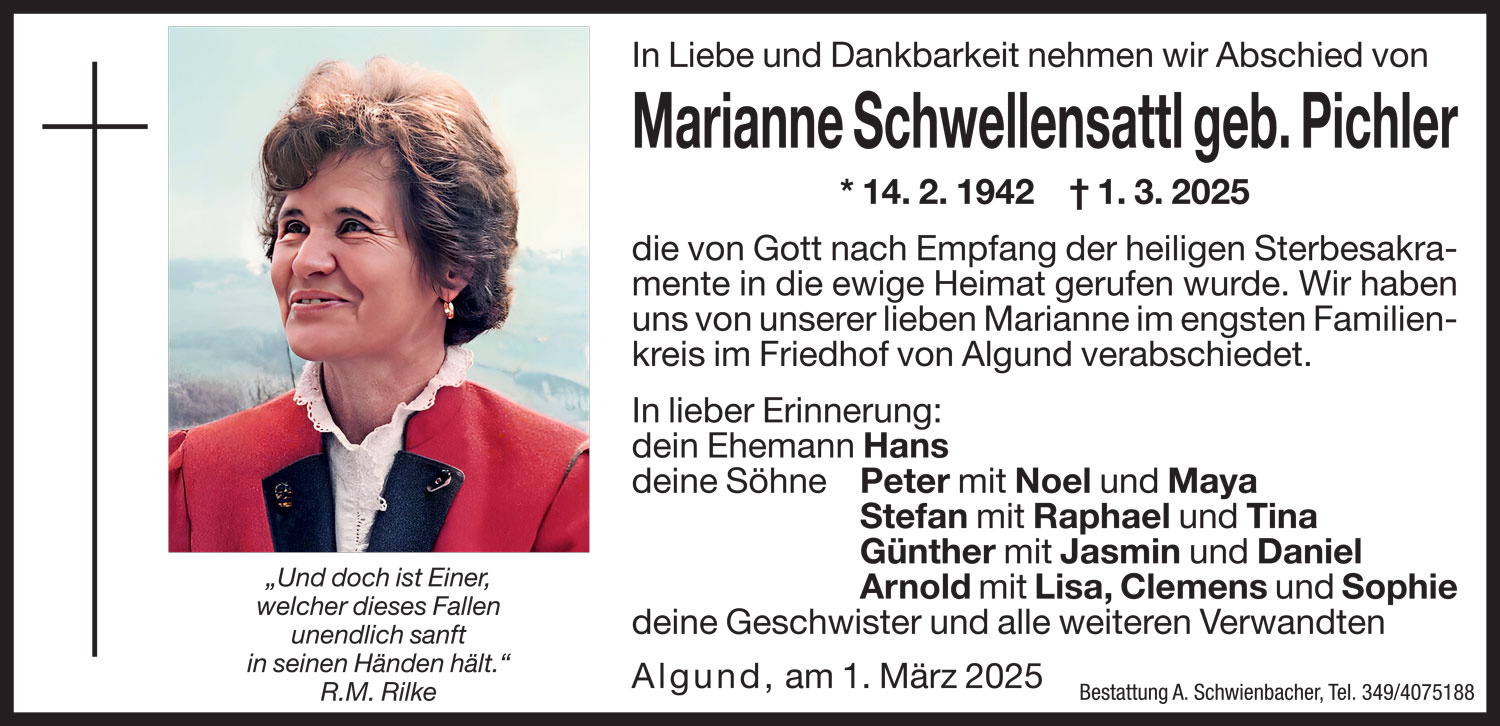 Medien: Marianne Schwellensattl geb. Pichler