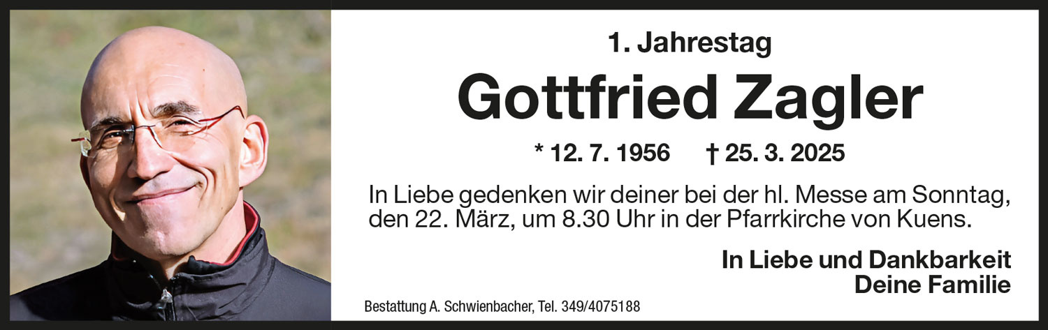 Jahrtag: Gottfried Zagler