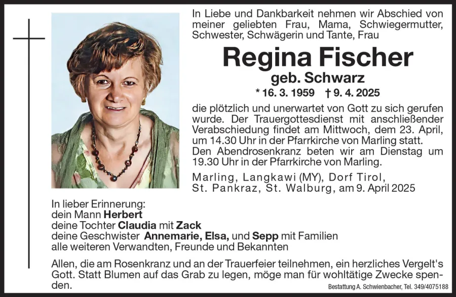 Medien: Regina Fischer geb. Schwarz