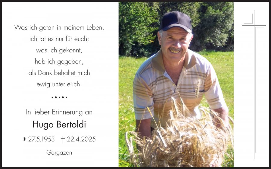 Sterbebild: Hugo Bertoldi