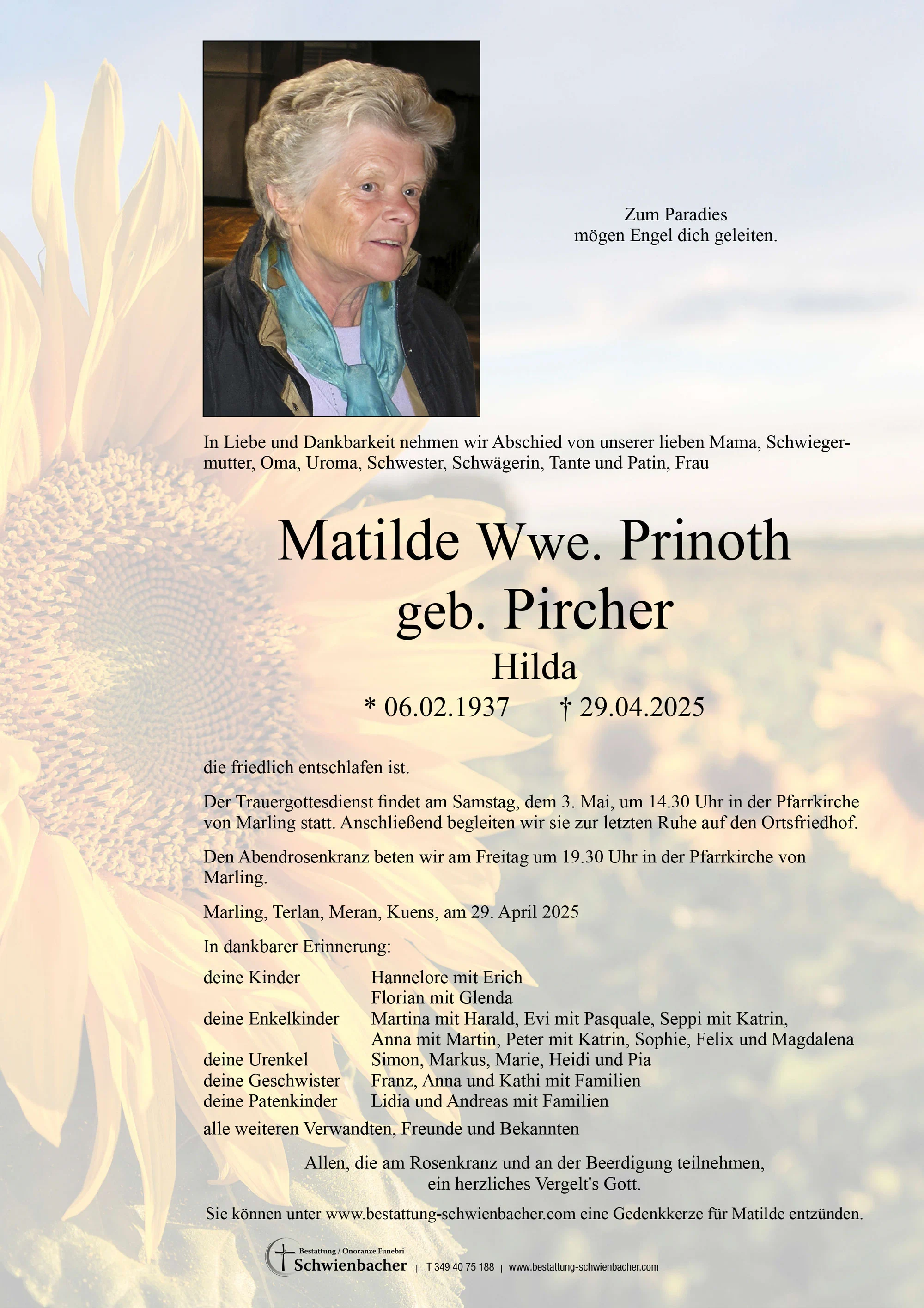 Parte: Matilde Wwe. Prinoth geb. Pircher 