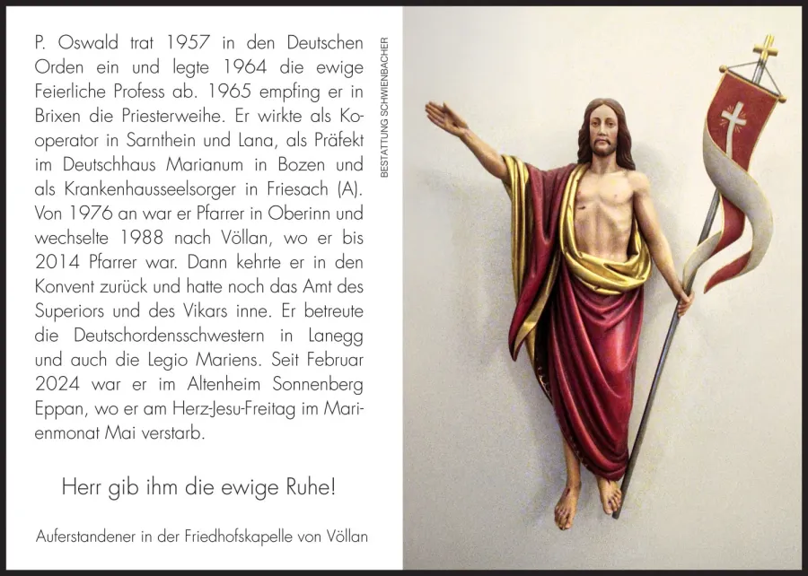 Sterbebild: P. Oswald (Josef) Vienna OT