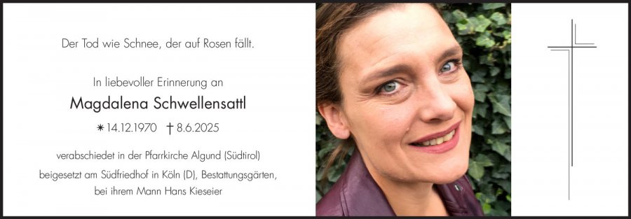 Sterbebild: Magdalena Schwellensattl