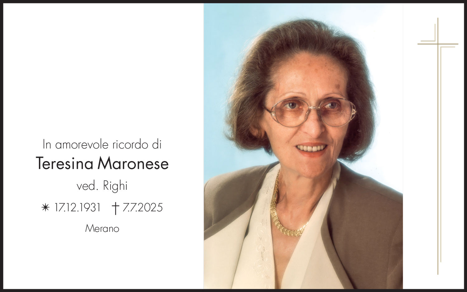 Sterbebild: Teresina Maronese ved. Righi