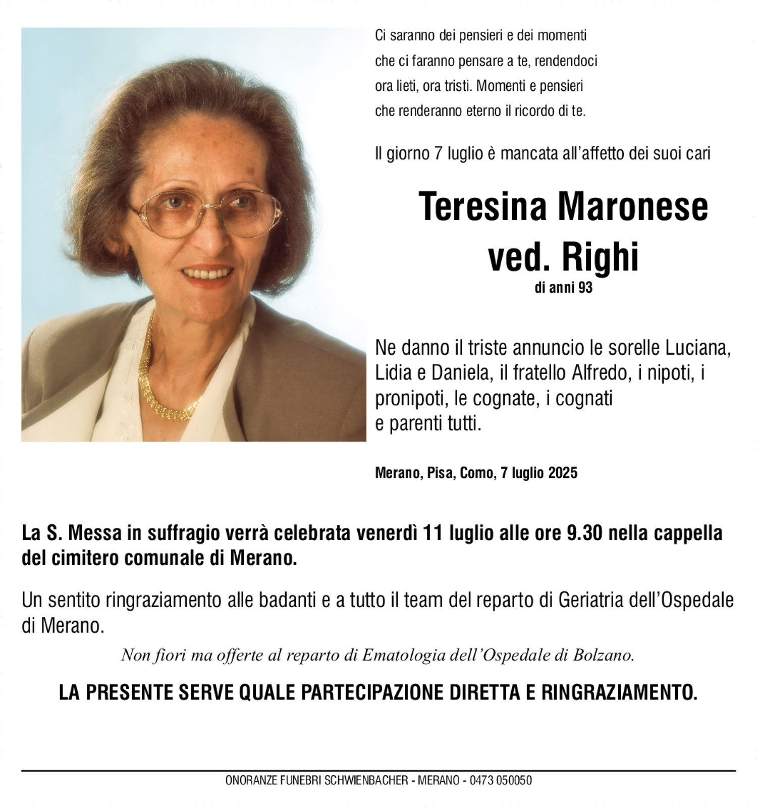 Medien: Teresina Maronese ved. Righi