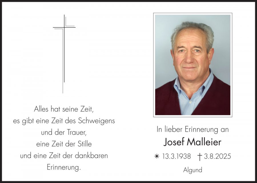 Sterbebild: Josef Malleier