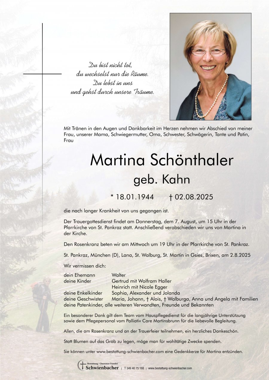 Parte: Martina Schönthaler geb. Kahn