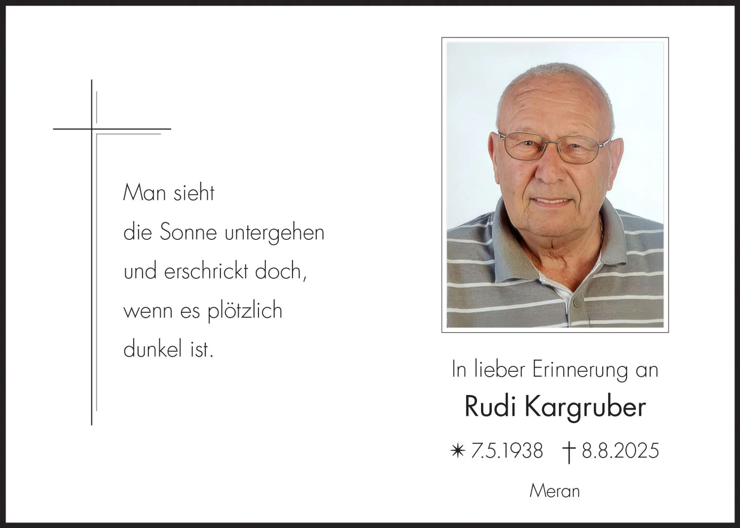 Sterbebild: Rudi Kargruber