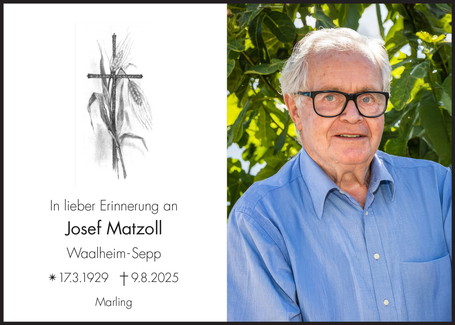 Sterbebild: Josef Matzoll